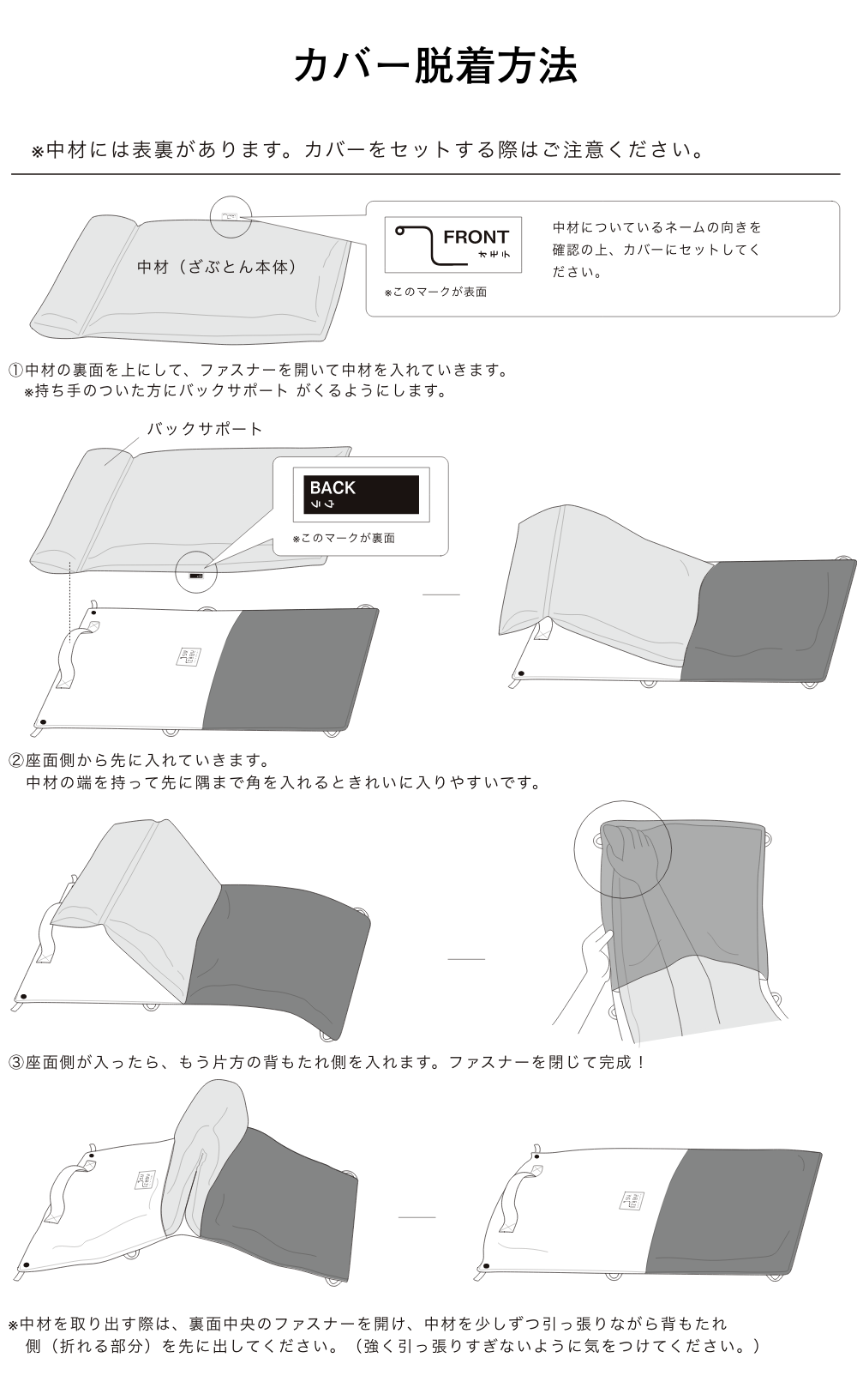 イスザブカバー脱着方法